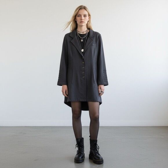 Soft Surroundings Embroidered Jacket Cardigan Small Gray Military Grunge Goth - Picture 2 of 12